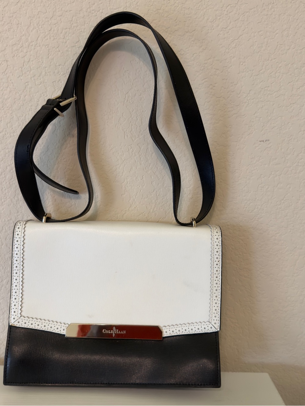 Cole Haan Black and White Two-Tone Shoulder Bag